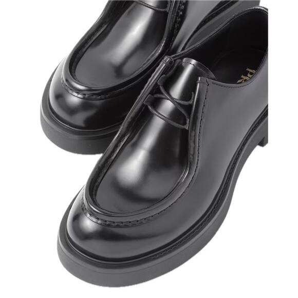 PRADA Men Brushed Leather Loafers Black Lace up 7.5 US 8.5 - Picture 4 of 5